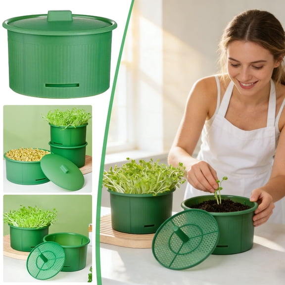 Sruoe 2-Tier Sprouting Tray with Lid, Seed Sprouter Kit, Stackable Microgreens Growing Tray for Bean Sprouts, Sprouting Container for Indoor Gardening