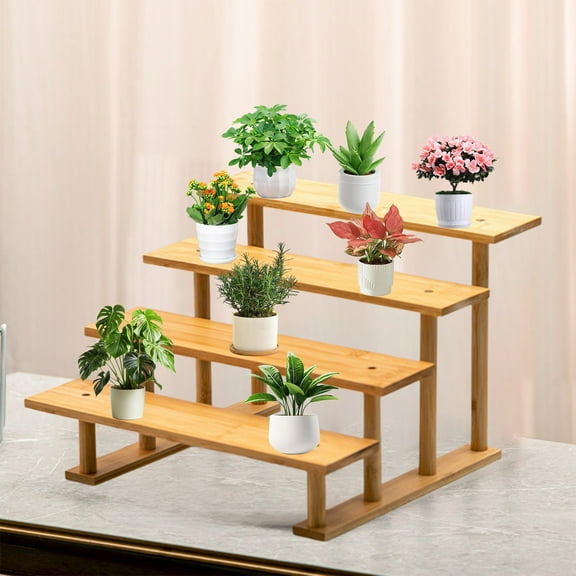 Sruoe 4-Tier Wooden Mug Rack Countertop, Desktop Cup Holder Organizer,Organizer Rack, Desktop Storage Rack for Toiletries Cosmetic Spice Rack, Shelving Unit for kitchen Home Coffee Station Cabinet