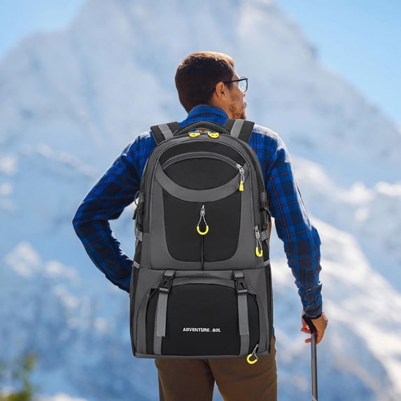 Sruoe 60L Hiking Backpack, Large Capacity Waterproof Backpack, Multi Functional Outdoor Camping Backpack, Load Reduction Travel Daypack for Men Women, Casual Backpack for Hiking, Trekking, Camping