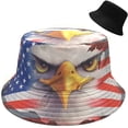 thumbnail image 1 of Sruoe American Flag Eagle Bucket Hat, 56-58CM Patriotic Bald Eagle Fisherman Hat, Reversible Sun Bucket Hat for 4th of July Outdoor Casual Daily Wear, 1 of 6