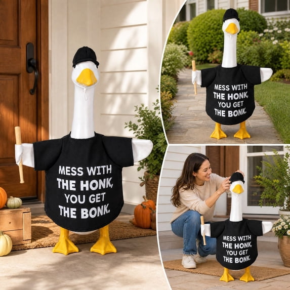 Sruoe Baseball Porch Goose Outfits, 23 Inch Porch Goose Clothes, Goose Clothes Dress, Duck Sculpture Clothes for Lawn Statue Cement Statue Yard Patio Party Decoration
