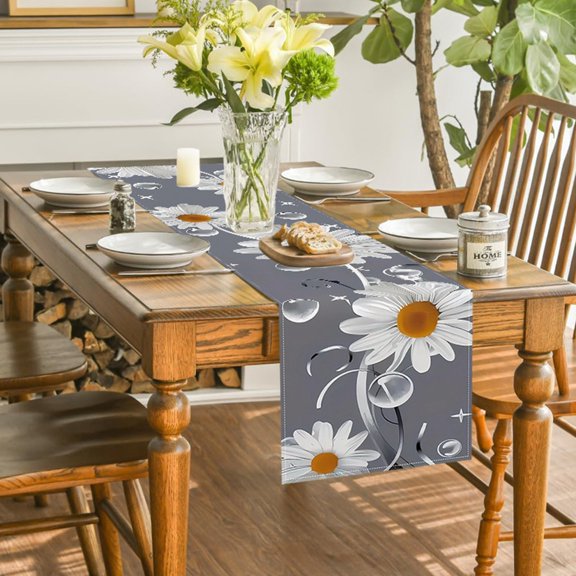 Sruoe Boho Table Runner, Lace Floral Tassel Table Runners 13x47 Inch, Farmhouse Table Runner for Kitchen Dining Table, Rustic Table Cloth Decor for Wedding Home Party Spring Gift