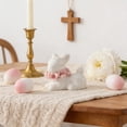 thumbnail image 1 of Sruoe Ceramic Easter Bunny with Flower, Easter Decorations for Home Easter Bunny Tabletop Decoration, Lovely Holiday Decor Farmhouse Gift for Mantel Shelf, 1 of 6