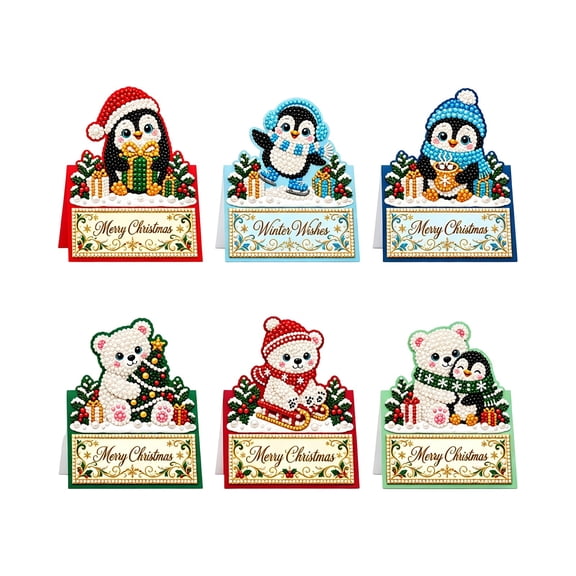 Sruoe Christmas Decorations DIY Christmas Handmade Greeting Card 6-Piece Set Christmas Decor