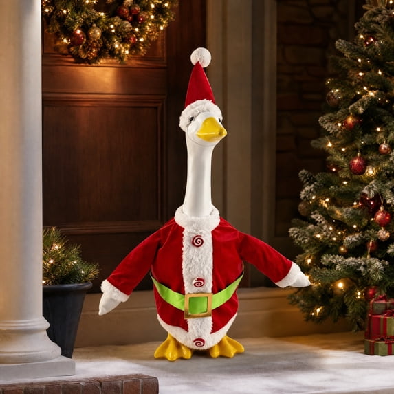 Sruoe Christmas Porch Goose Outfits, 23 Inch Porch Goose Clothes, Goose Clothes Dress, Duck Sculpture Clothes for Lawn Statue Cement Statue Yard Patio Party Decoration