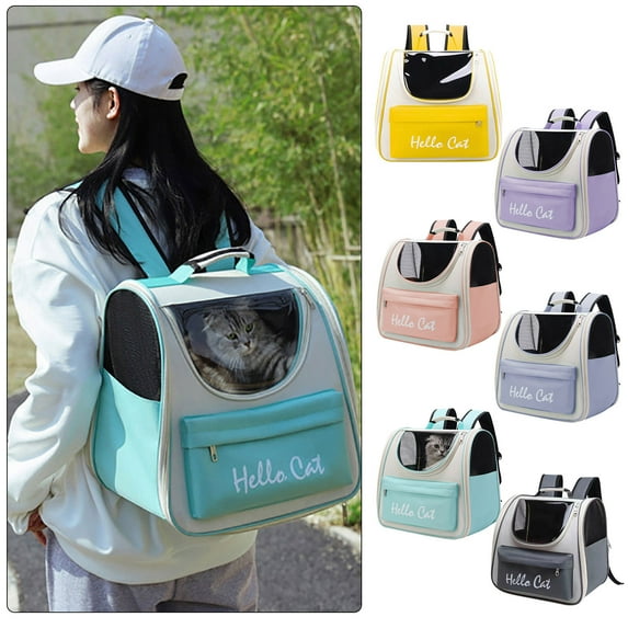Sruoe Dog Backpack Carrier, Breathable Transparent Cat Backpack Carrier, Ventilated Mesh Dog Carrier Backpack, Pet Backpack, Dog Cat Travel Bag Spacious Foldable Pet Backpack for Travel Hiking