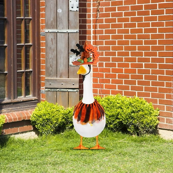 Sruoe Easter Porch Goose Outfits, Bunny Porch Goose Outfit Lawn Goose Clothes Fits 23" Cement Plastic Goose Statue for Spring Easter Outdoor Garden Yard Patio Art Decor