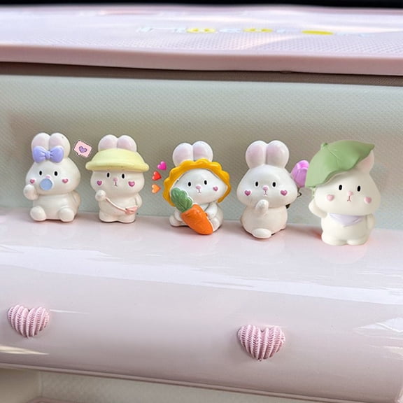 Sruoe Easter Resin Bunny Decor Rabbit Figurines, Easter Decorations Bunny Tabletop Ornament, Spring Decor Farmhouse Gift, Easter Decor Table Ornaments for Home