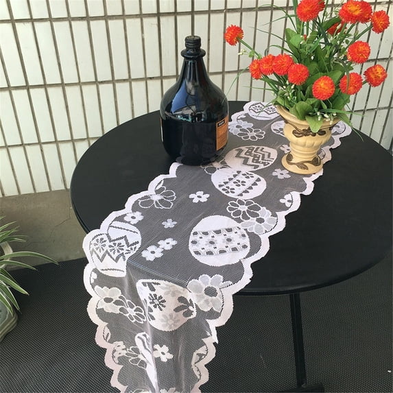 Sruoe Easter Table Runner, Pink Lace Table Runner, 13x72 Inch Farmhouse Spring Decor for Kitchen Dining Table Home Party Wedding Centerpiece Decoration Spring Gift