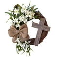 thumbnail image 1 of Sruoe Easter Wreath with Cross Burlap Bow, Wreath for Front Door, 15"Spring Wreath, Family Women Gifts, Wreaths for Front Door for Home Wall Indoor Window Decor, 1 of 7