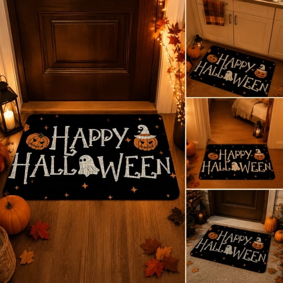 sruoe Fall Door Mat Non-Slip Durable Halloween Decor, Halloween Door Mats for Outdoor with Rubber Backing, Porch Patio Entryway, Easy Clean Absorbent Low-Profile Fade-Resistant.