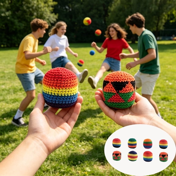 Sruoe Hack Sack Footbag, 8Pc Dirtbag Hack Sack, Hack Sacks for Adults & Kids, Footbag Soccer Ball, Dirt Bag Hack Sack for Outdoor Training, Foot Bag for Juggling, Outdoor Toys & Goodie Bag Stuffers