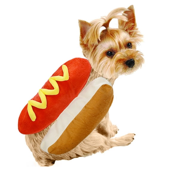 Sruoe Halloween Dog Costumes, Red L Hot Dog Costume 18in, 25-40lbs Spoof Pet Pullover Outfit, Elastic Adjustable Dog Clothes for Small Dogs Halloween & Oktoberfest Halloween Costumes