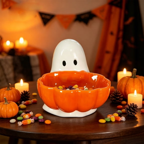 Sruoe Halloween Ghost Candy Jar Decoration