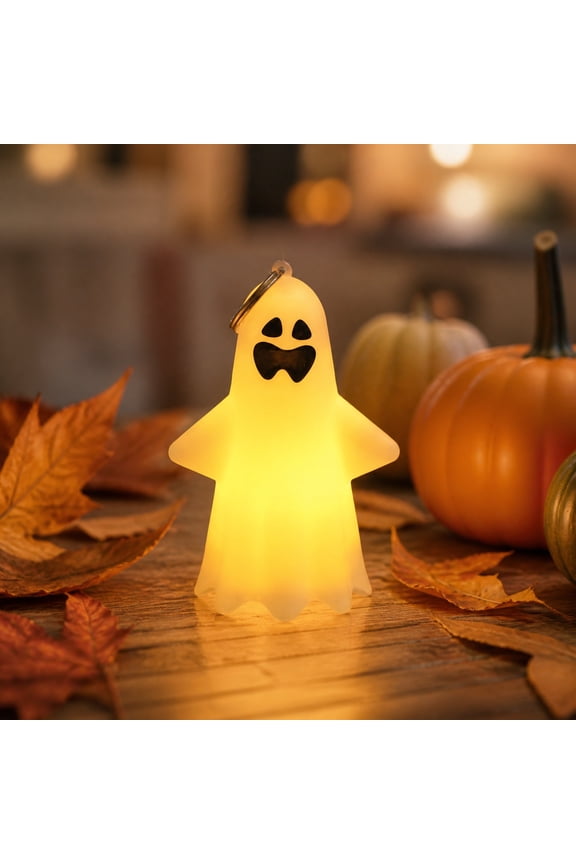 Halloween Ghost LED Light Ornaments Cute Spooky Ghost Night Light With Keychain Ring Mini Ghost Lamp Decorations For Halloween Party Home Table Decor Trickor