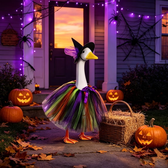 Sruoe Halloween Porch Goose Outfits, 23" Porch Goose Clothes for Lawn Yard and Patio Decoration, Lawn Goose Clothing for Cement Goose Lawn Goose Outfit, Garden Goose Costume