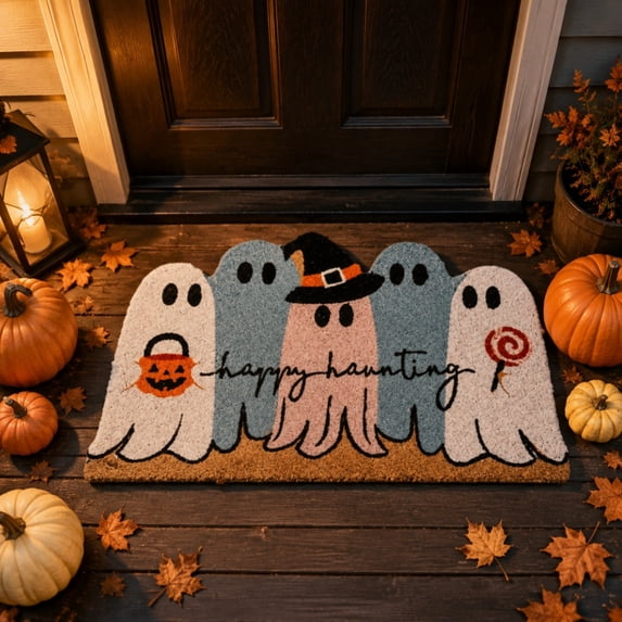 Sruoe Halloween Washable Kitchen Entry Doormat, Holiday Printed Non Slip Absorbent Porch Bath Floor Rug, Indoor Outdoor Halloween Decor Mat