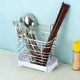 thumbnail image 1 of Sruoe Iron Kitchen Chopstick Basket Chopstick Tube Wall Hanging Double Grids Multifunctional Storage Rack Kitchen Spoon And Chopstick Storage Rack, 1 of 6