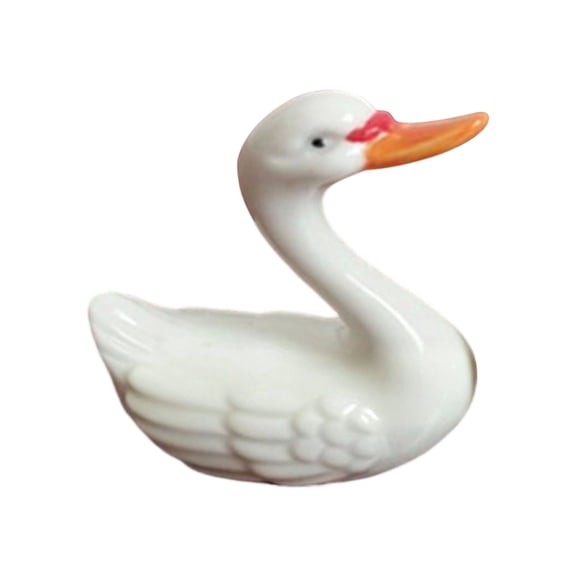 Sruoe Mini Porcelain Swan Figurine, 2.76 Inch Small Gloss Ceramic Swan Statue, Cute Tabletop Miniature Decor for Kitchen Bedroom Dining Table Shelf Wedding Party Decorations