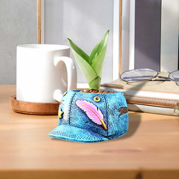 Sruoe Novelty Denim Shape Plant Pots, Funny Jeans Pants Flower Pots, Unique Resin Planter for Succulents, Home Office Desk Decor, Home Decor