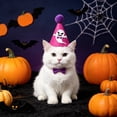 thumbnail image 1 of Sruoe Pet Halloween Felt Cone Party Hat, Bow‑Ghost Applique Pet Hat, Adjustable Elastic Headwear for Dogs & Cats, Halloween Pet Accessory, 1 of 6