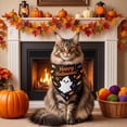 thumbnail image 1 of Sruoe Pet Holiday Triangle Bandana, Black Ghost‑Candy Happy Halloween Print Tie‑On Dog Scarf, Holiday Bib for Dogs & Cats, Halloween Pet Accessory, 1 of 6
