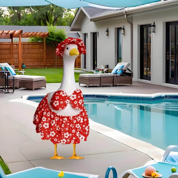 Sruoe Porch Goose Outfits, 23 Inch Porch Goose Clothes, Goose Clothes Dress, Duck Sculpture Clothes for Lawn Statue Cement Statue Yard Patio Party Decoration