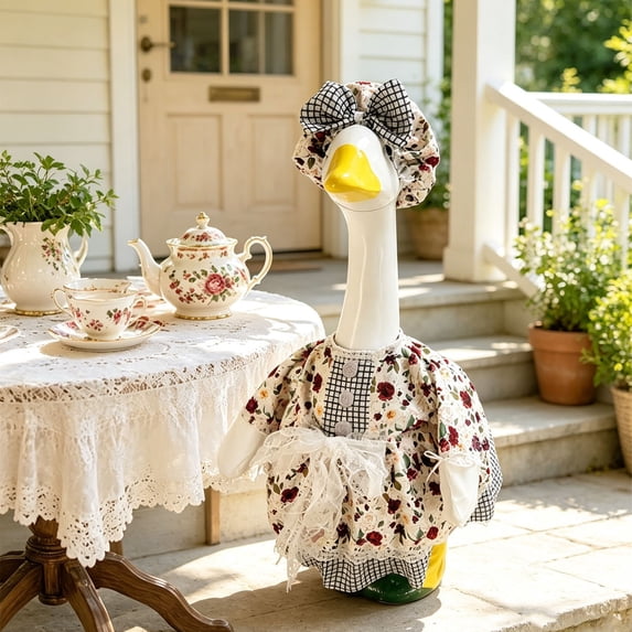 Sruoe Porch Goose Outfits, 23 Inch Porch Goose Clothes, Sports Theme Rugby Costume Goose Clothes Dress, Duck Sculpture Clothes for Lawn Statue Cement Statue Yard Patio Party Decoration
