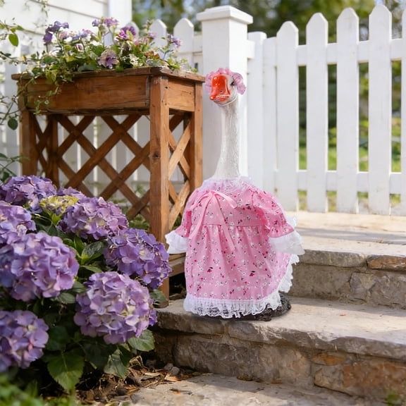 Sruoe Porch Goose Outfits, Porch Goose Clothes, 23 Inch Cement Goose Clothes Dress, Duck Clothes for Spring Easter Holiday Outdoor Garden Yard Lawn Patio Statue Decor
