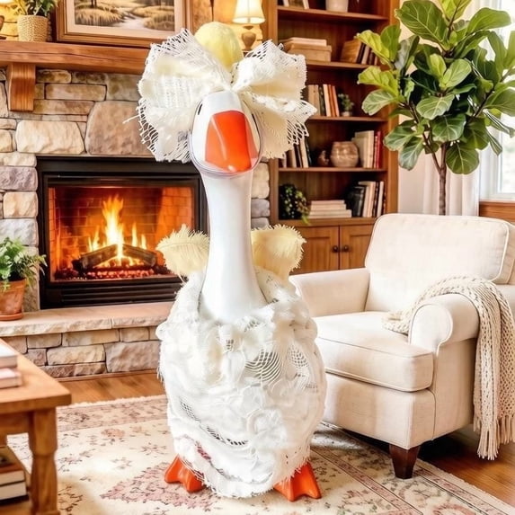 Sruoe Porch Goose Outfits, Princess Wedding Gown Goose Clothes Dress, Duck Clothes for 23 Inch Lawn Goose, White Yarn Dress Up Goose Clothing, Goose Costume for Courtyard Patio Elegant Decor