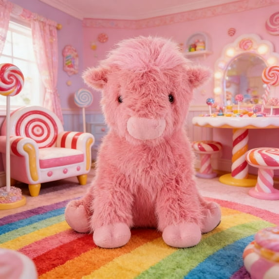 Sruoe Scottish Highland Cow Plush Stuffed Animals, Easter Gifts for Kids, Plush Toys Pink Stuffed Animal & Plush Toy Soft Plush Cow, Easter Gifts Toys Gifts Cute Stuffed Animals