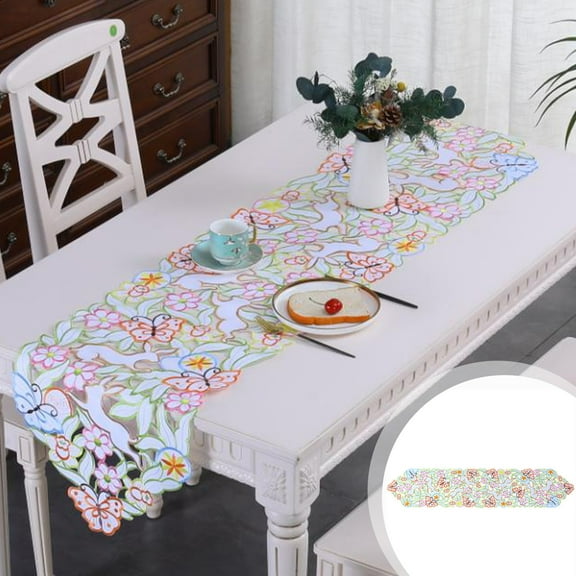 Sruoe Spring Table Runner, Floral Butterfly Bunny Boho Rustic Table Runner, 15x69 Inch Decor for Kitchen Dining Table Home Party Wedding Decor Holiday Decorations Spring Gift