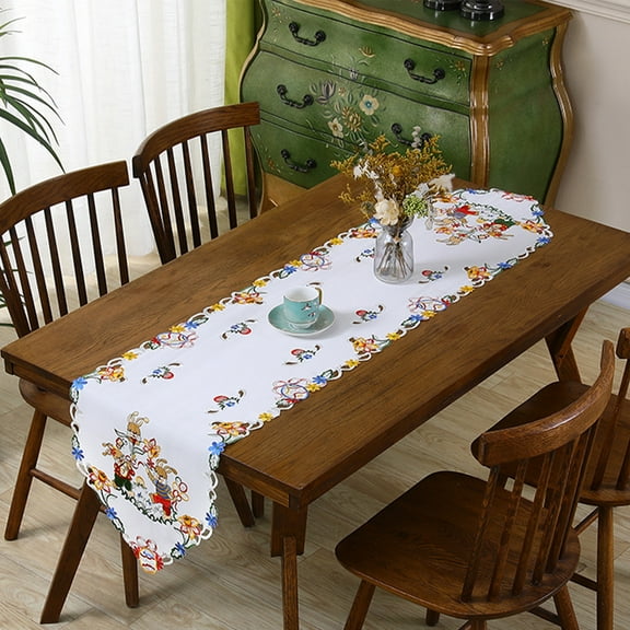 Sruoe Spring Table Runner, Floral Butterfly Bunny Boho Rustic Table Runner, 15x69 Inch Decor for Kitchen Dining Table Home Party Wedding Decor Holiday Decorations Spring Gift