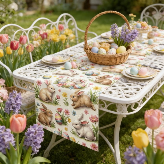 Sruoe Spring Table Runner, Floral Runny Table Runners Home Party Holiday Decorations, Farmhouse Table Runner for Kitchen Dining Table, Rustic Table Cloth Decor for Hoilday Home Party Spring Gift