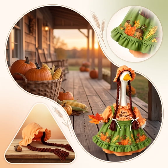 Sruoe Thanksgiving Day Porch Goose Outfits, 23 Inch Porch Goose Clothes, Goose Clothes Dress, Duck Sculpture Clothes for Lawn Statue Cement Statue Yard Patio Party Decoration