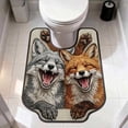 thumbnail image 1 of Sruoe U-Shaped Contoured Toilet Rugs for Bathroom, Wolf & Fox Print U‑Cut Microfiber Floor Mat 16x20 Inch, Soft Absorbent Non‑Slip Bathroom Decor Rug for Toilet Base Home Decor, 1 of 8