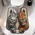 thumbnail image 1 of Sruoe U-Shaped Toilet Rug, Contour Toilet Pedestal Rug 16x20 Inch, Double Horse Print U‑Cut Microfiber Floor Mat, Soft Absorbent Non‑Slip Bathroom Decor Rug for Toilet Base, 1 of 8