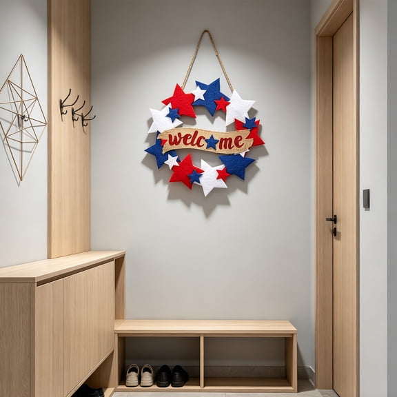 Sruoe US Independence Day Non-Woven Star Door Hanging Decoration Party Decor
