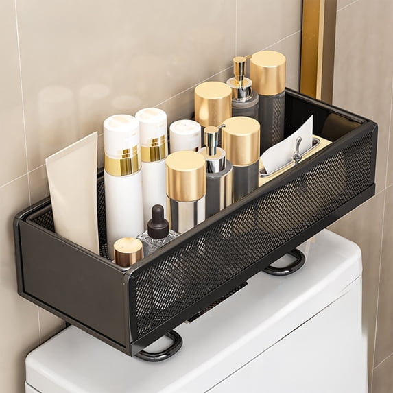 Sruoe Wall-mounted Mesh Rack Above Toilet Available In Black White Perfects For Draining And Storing Items