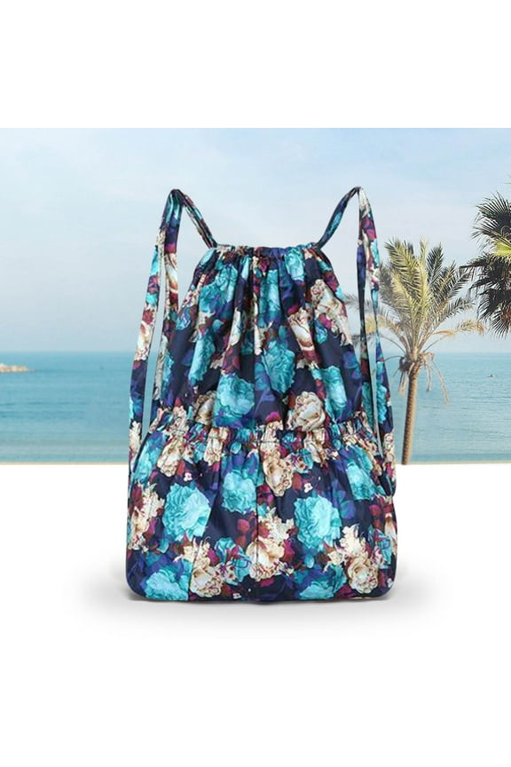 Wet Dry Separation Drawstring Backpack, 35L Large Capacity Foldable Sports Duffle Bag, Waterproof Nylon Travel Gym Drawstring Pouch for Outdoor Short Trip Two-tone Rose