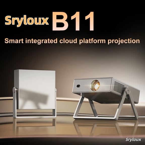 Sryloux B11 Android 12.0 1080P Smart Projector AutoFocus with Foldable Rotatable Stand, WiFi6 Bluetooth 5.0 Home Projector