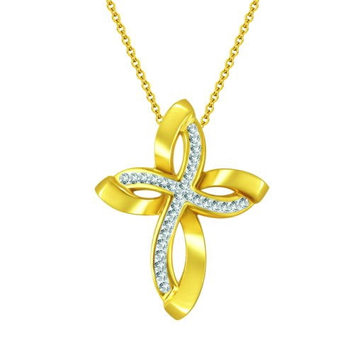 Ss/10k Gp Crystal Cross