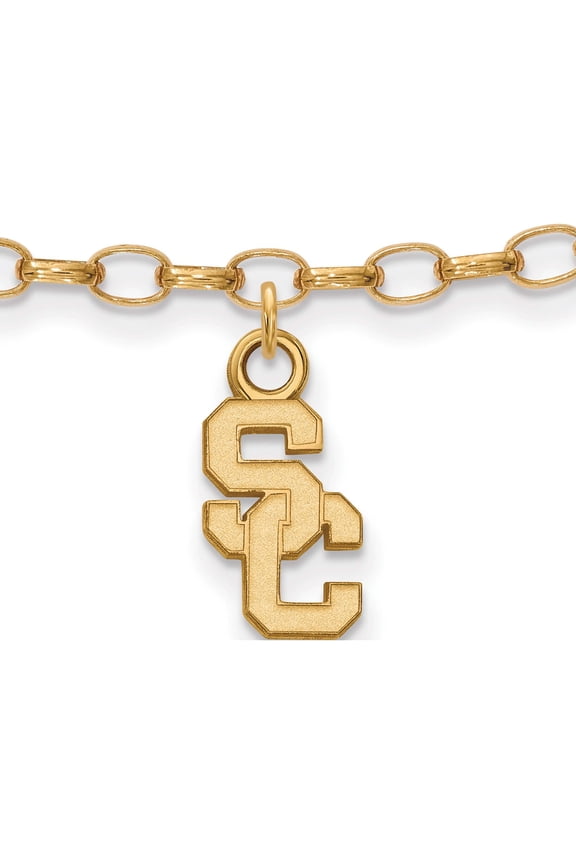 Sterling Silver Gold-plated University of Southern California S-C 9 inch Anklet