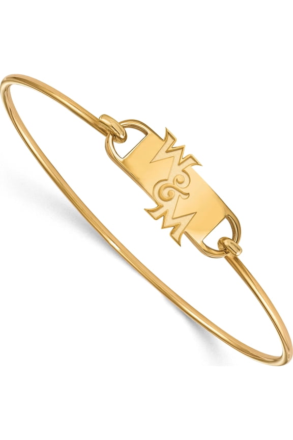 Ss/Gold Plated Ss College Of William & Mary Small Ctr Wire Bangle Made In United States gp020wma-7
