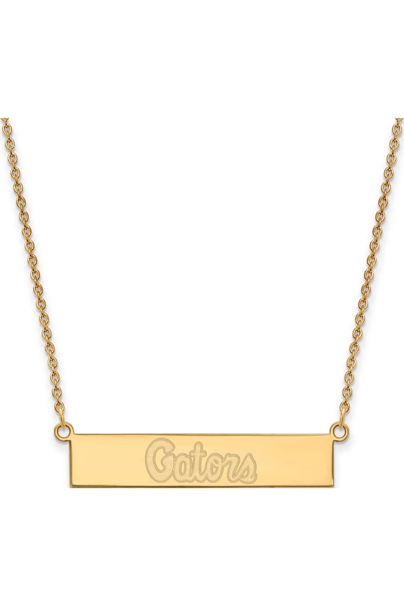 Ss/Gold Plated Ss Gp Logoart University Of Florida Small Bar Necklace Made In United States gp093ufl-18