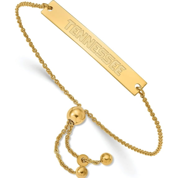 Ss/Gold Plated Ss La University Of Tenness Laee, Knoxville Small Bar Adjustable Bracelet Made In United States gp083utn-9