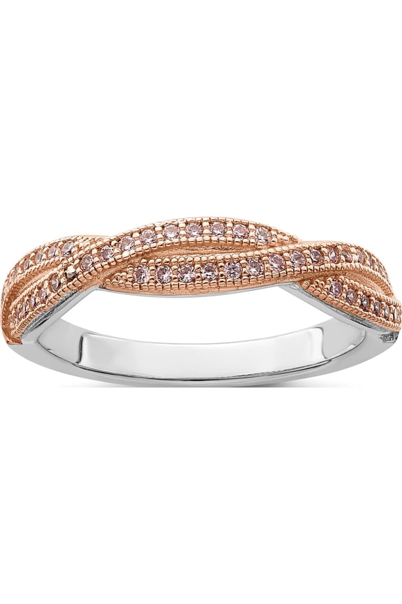 Ss/Gold Plated Sterling Silver Brilliant Embers Rose Gold-Plated Cz Polished Ring (Size 8) Made In Indonesia qmp1079-8