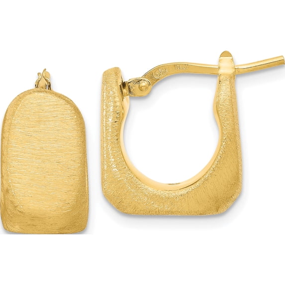 Ss/Gold Plated Sterling Silver Gold-Plated Brushed And Hollow Square Hoop Earrings (Width 14.4) (Length 15.5) - Jbsp