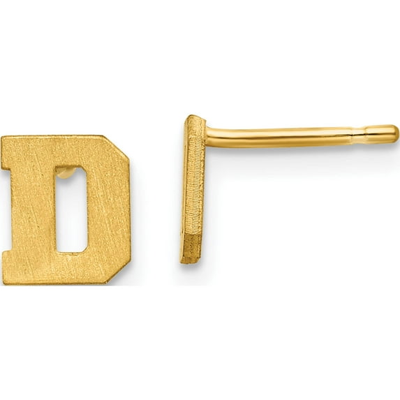 Ss/Gold Plated Sterling Silver Gold-Plated Brushed Letter D Initial Post Earrings Made In United States xne45gp/d