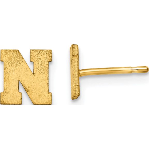 Ss/Gold Plated Sterling Silver Gold-Plated Brushed Letter N Initial Post Earrings Made In United States xne45gp/n